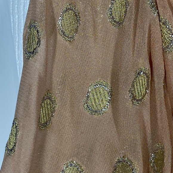 Raga Kenna Metallic Dot Mini Dress Peach Gold Silver Sparkle Womens Size XS - Picture 9 of 11